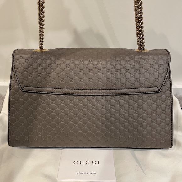 GUCCI 449635 Microguccissima Medium Emily Chain Shoulder Bag Grey - Picture 8 of 12